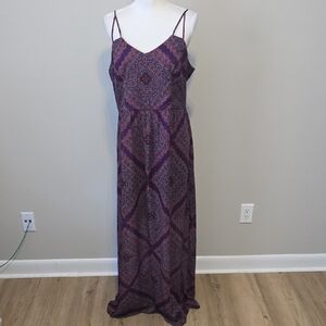 Bisou Bisou Gorgeous Purple Geometric Maxi Dress